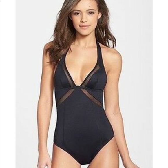Small Vitamin A Neolux Scuba Maillot One Piece Swimsuit Black 8 - Picture 2 of 5